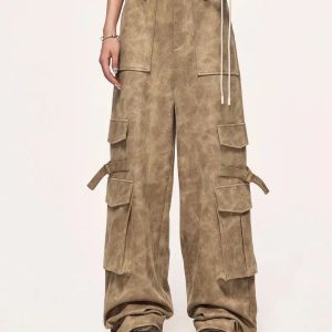 Y2K Aesthetic Safari Cargo Pants: Trendy Grunge & Coquette Style