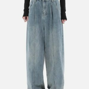 Y2K Aesthetic Skater Pleated Baggy Jeans for Trendy Coquette Style