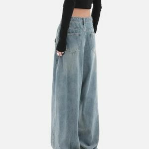 Y2K Aesthetic Skater Pleated Baggy Jeans for Trendy Coquette Style