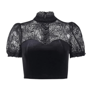 Y2K Aesthetic Spider Web Crop Top - Trendy Grunge & Coquette Style