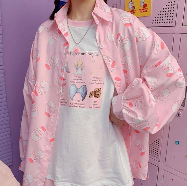 Y2K Aesthetic Strawberry Milk Shirt - Cute Crop Top for Trendy Styles