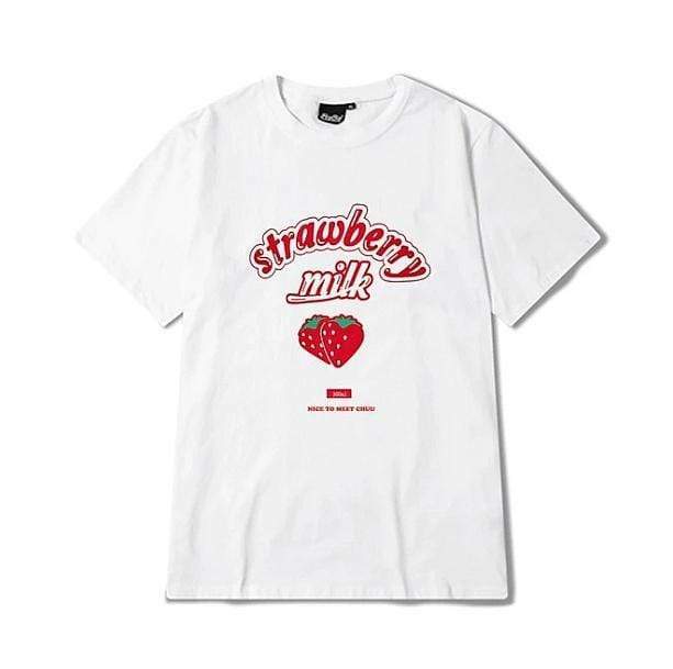 Y2K Aesthetic Strawberry Milk T-Shirt with Cute Graphic Design