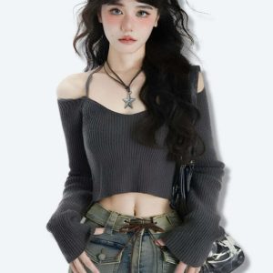 Y2K Aesthetic Sweater with Bow Detail - Trendy Coquette Style