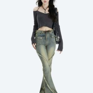 Y2K Aesthetic Sweater with Bow Detail - Trendy Coquette Style