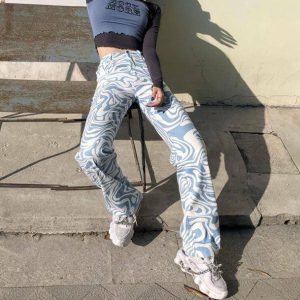 Y2K Aesthetic Wavy Pants: Trendy Grunge Style for Effortless Vibes