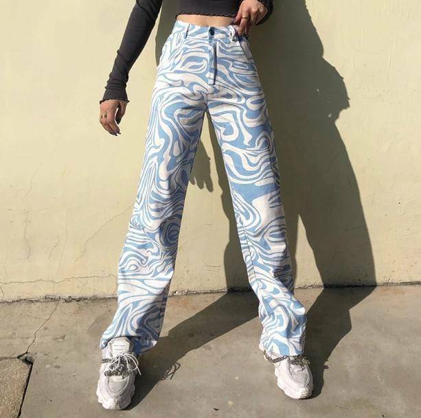 Y2K Aesthetic Wavy Pants: Trendy Grunge Style for Effortless Vibes