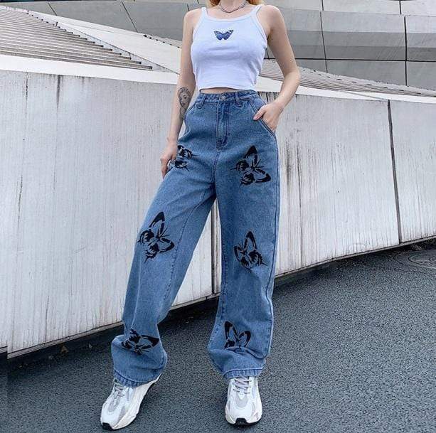 Y2K Butterfly Pants: Aesthetic Grunge Style for Trendy Outfits