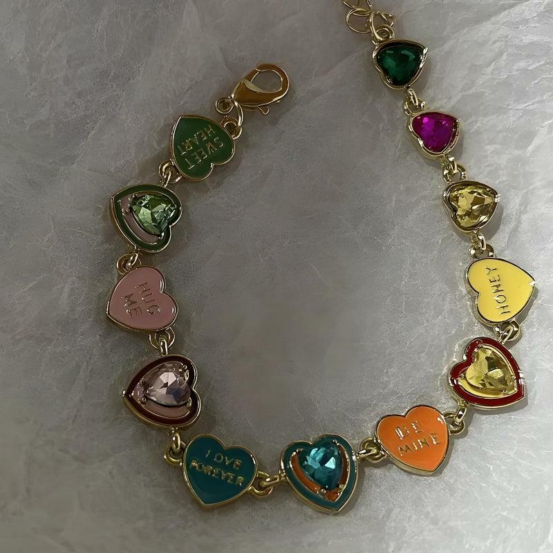 Y2K Colorful Heart Bracelet - Aesthetic Jewelry for Trendy Styles