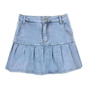 Y2K Coquette Denim Skirt with Ruffles - Aesthetic Fashion Essential
