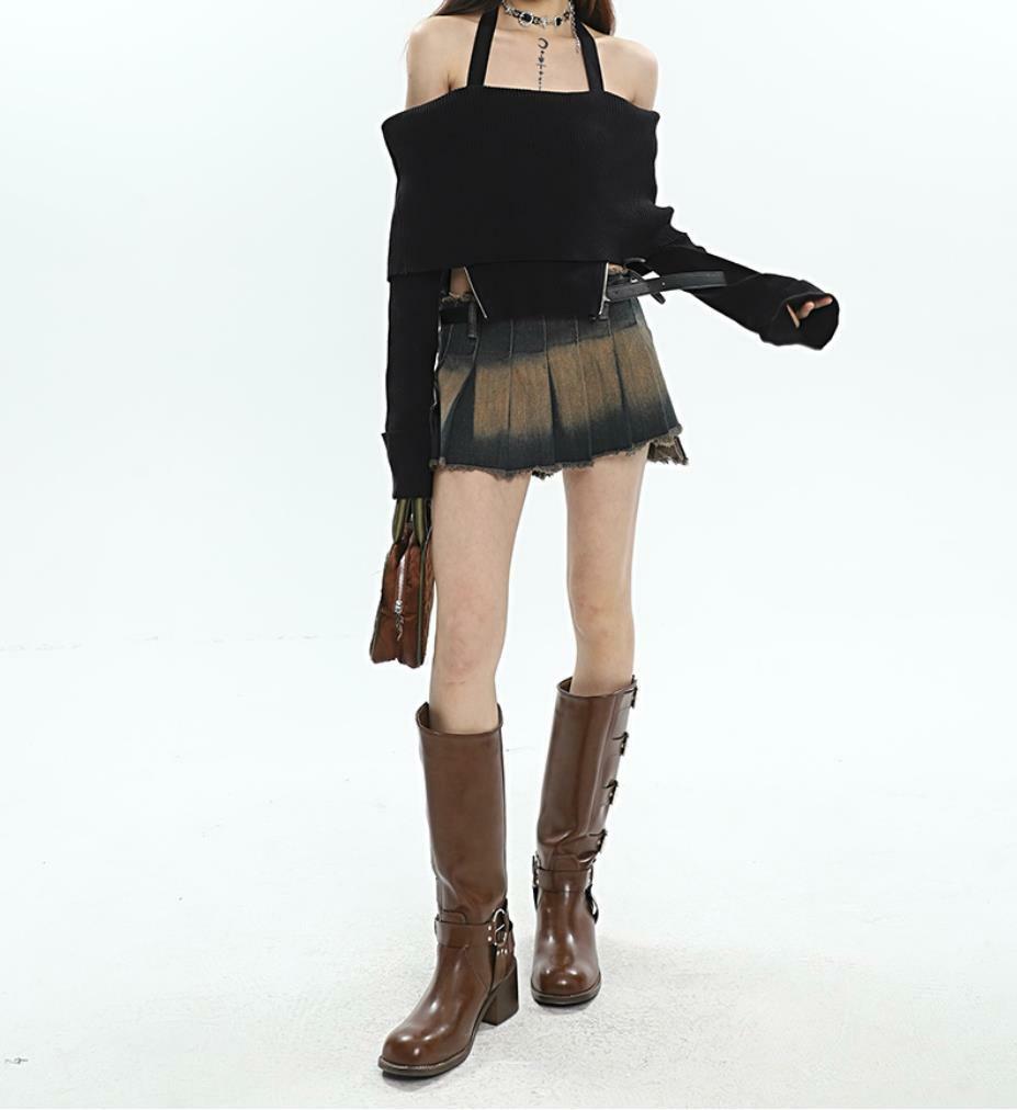 Y2K Distressed Mini Skirt with Side Tie - Trendy Coquette Aesthetic