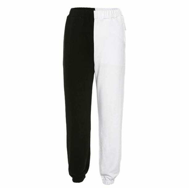 Y2K Fashion Black & White Pants - Aesthetic Grunge Style for Trendsetters