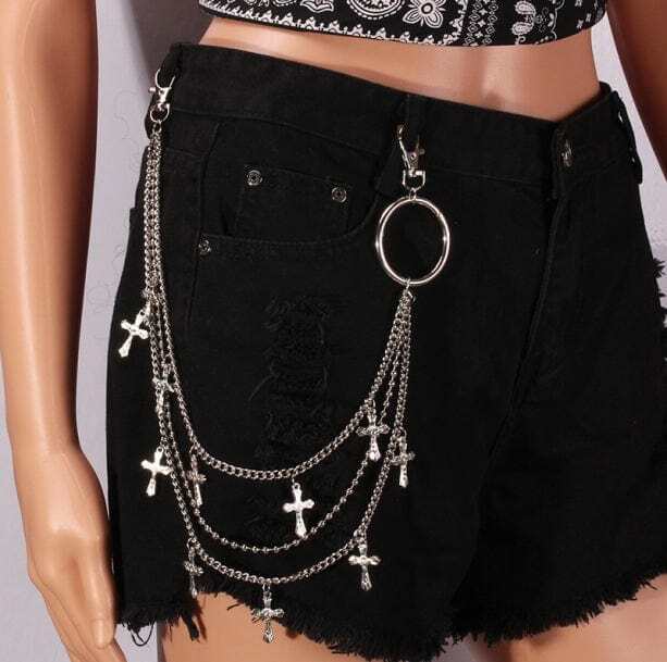 Y2K Fashion Cross Belt Chain - Aesthetic Coquette Style Accessory