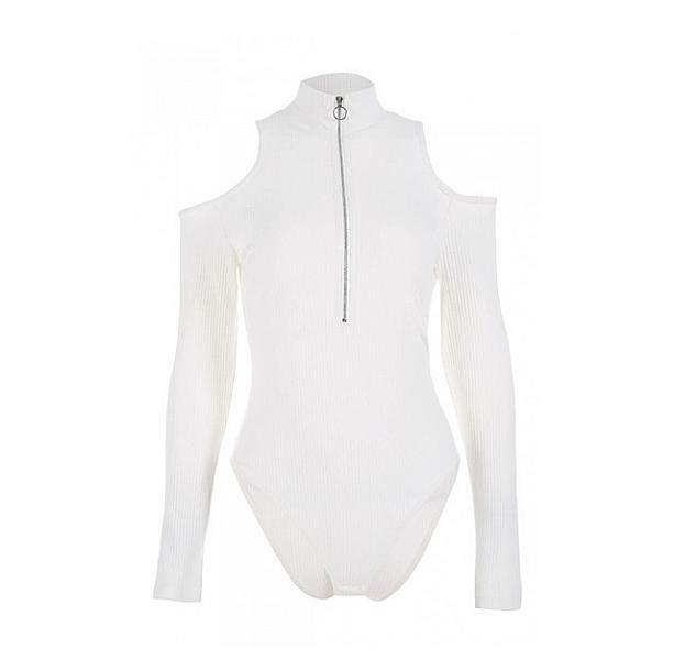 Y2K Fashion Long Sleeve Zip Front Bodysuit - Aesthetic Coquette Style