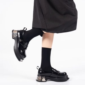 Y2K Fashion Metal Accents Goth Shoes for Aesthetic Grunge Outfits