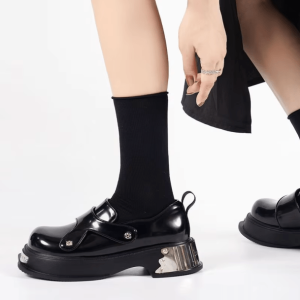 Y2K Fashion Metal Accents Goth Shoes for Aesthetic Grunge Outfits