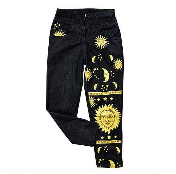 Y2K Fashion Moon and Star Trousers: Aesthetic Coquette Style