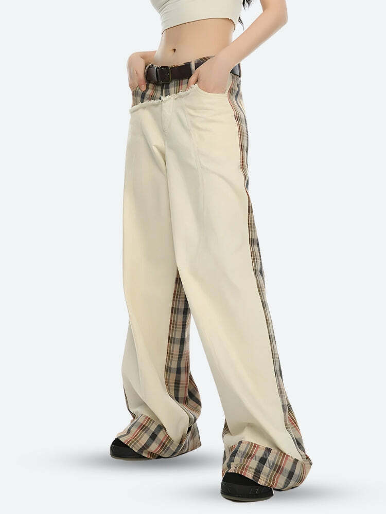 Y2K Fashion Patchwork Pants: Aesthetic Grunge & Coquette Style Essential