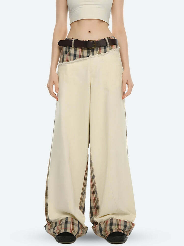 Y2K Fashion Patchwork Pants: Aesthetic Grunge & Coquette Style Essential