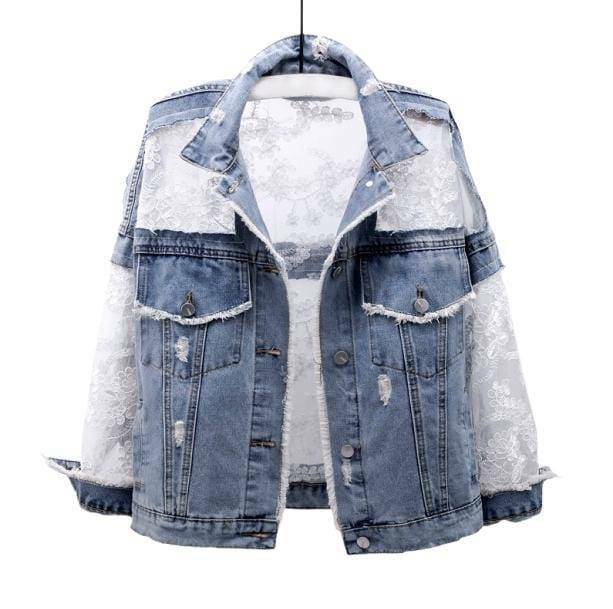 Y2K Fashion See-Thru Back Denim Jacket for Aesthetic Coquette Style