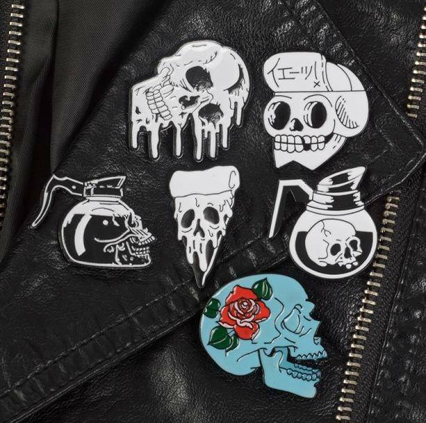 Y2K Fashion Skull and Bones Pins for Aesthetic Coquette Style