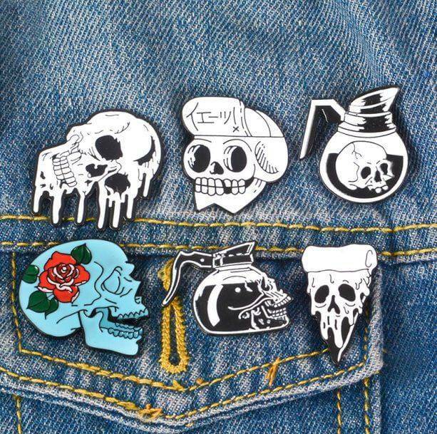 Y2K Fashion Skull and Bones Pins for Aesthetic Coquette Style