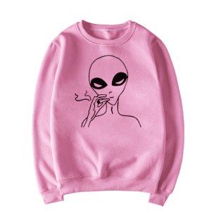 Y2K Fashion Smoking Alien Jumper - Aesthetic Grunge Style Sweater