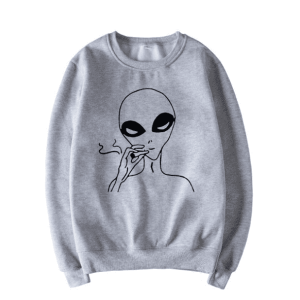 Y2K Fashion Smoking Alien Jumper - Aesthetic Grunge Style Sweater