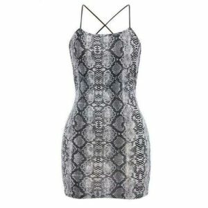 Y2K Fashion Snake Skin Mini Dress - Aesthetic Coquette Style Outfit