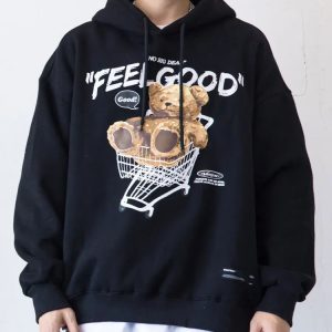 Y2K Fashion Teddy Bear Hoodie: Aesthetic Grunge & Coquette Style