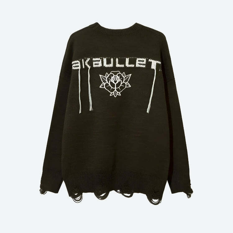 Y2K Grunge AK-Bullet Tasseled Sweater - Aesthetic Coquette Style