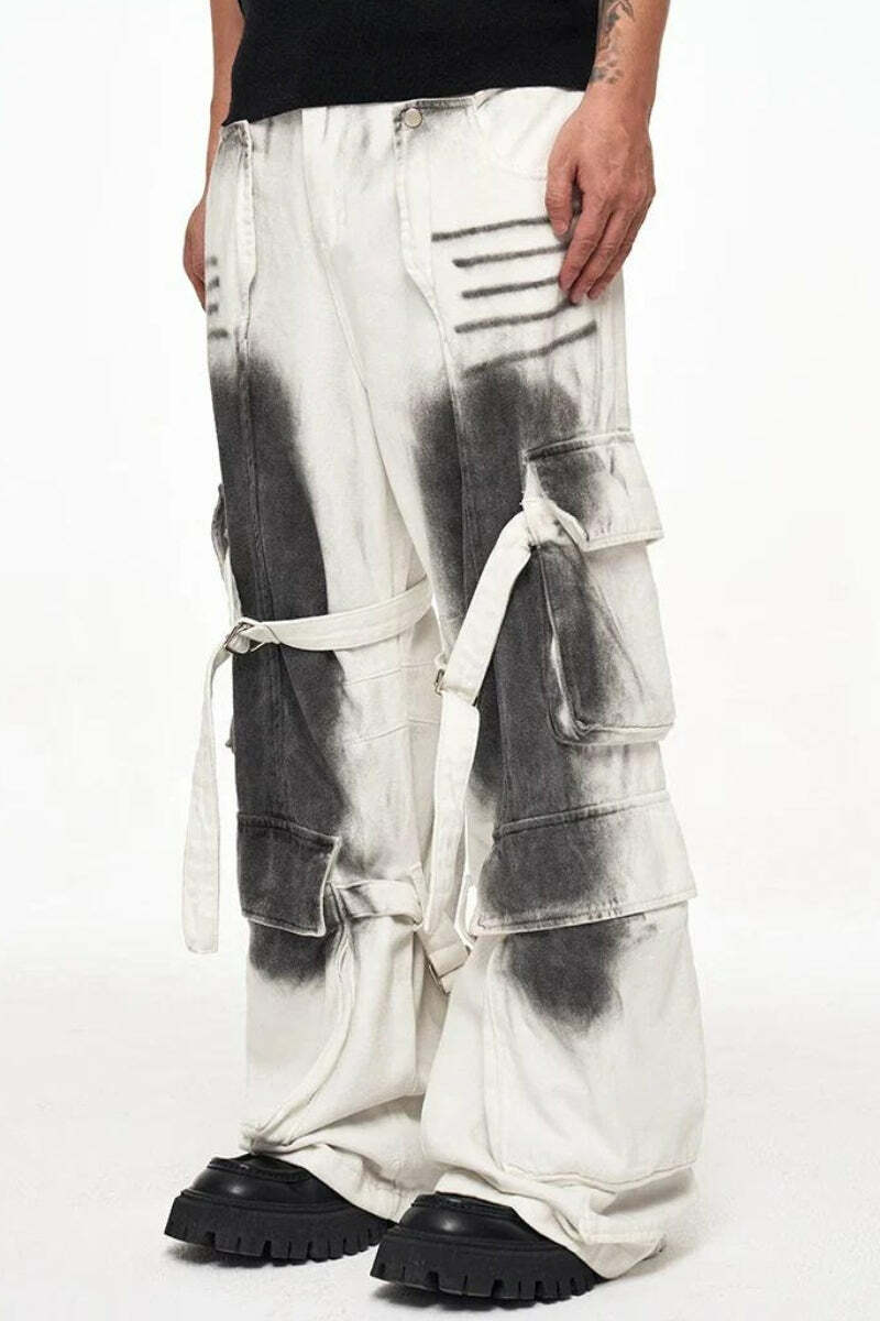 Y2K Grunge Cargo Pants with Distressed Details for Aesthetic Style