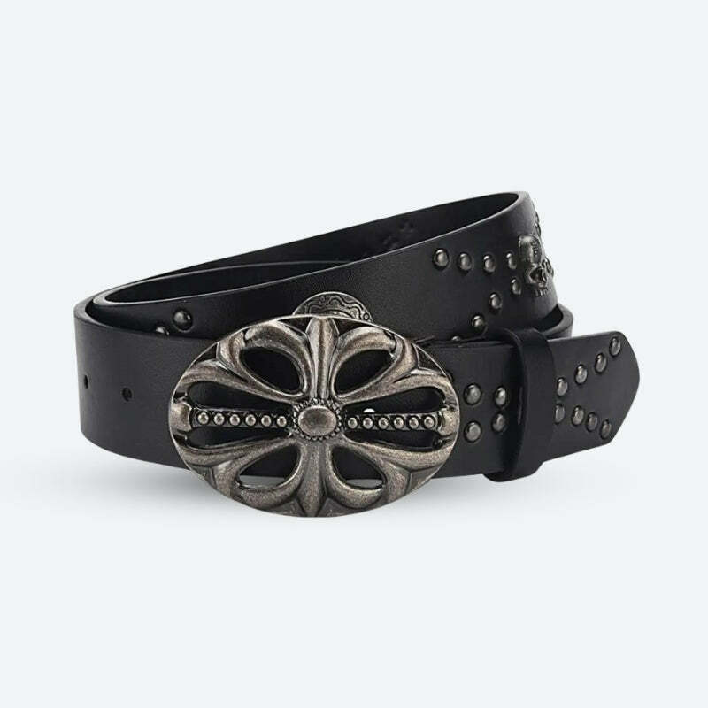 Y2K Grunge Cross Buckle Belt - Aesthetic Coquette Style Accessory