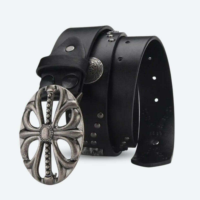 Y2K Grunge Cross Buckle Belt - Aesthetic Coquette Style Accessory