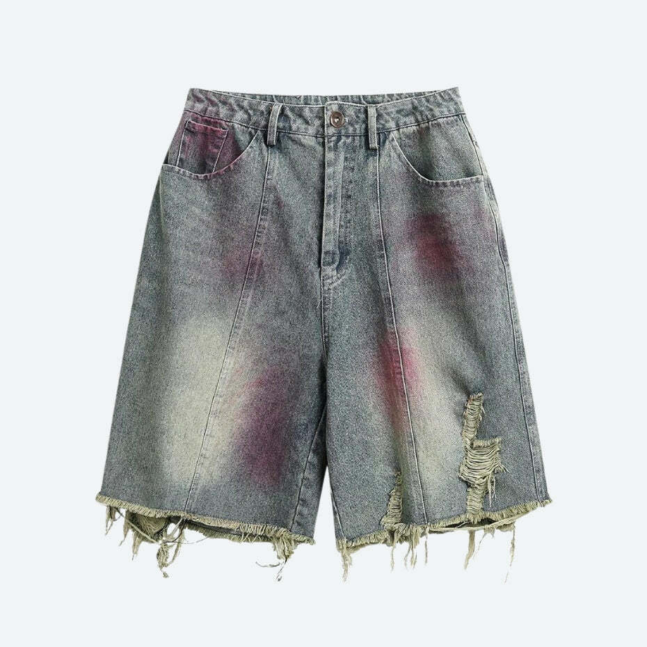 Y2K Grunge Distressed Denim Shorts for Aesthetic Coquette Style