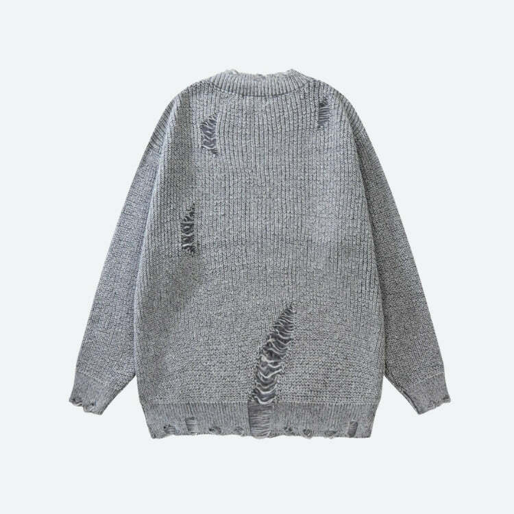 Y2K Grunge Distressed Knitted Sweater - Aesthetic Coquette Style