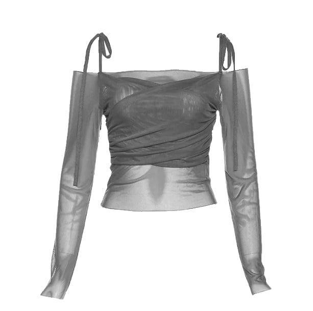 Y2K Grunge Fairy Long Sleeve Top with Aesthetic Ruffle Details