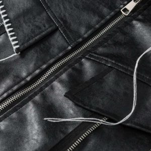 Y2K Grunge Faux Leather Jacket - Aesthetic Coquette Style Essential
