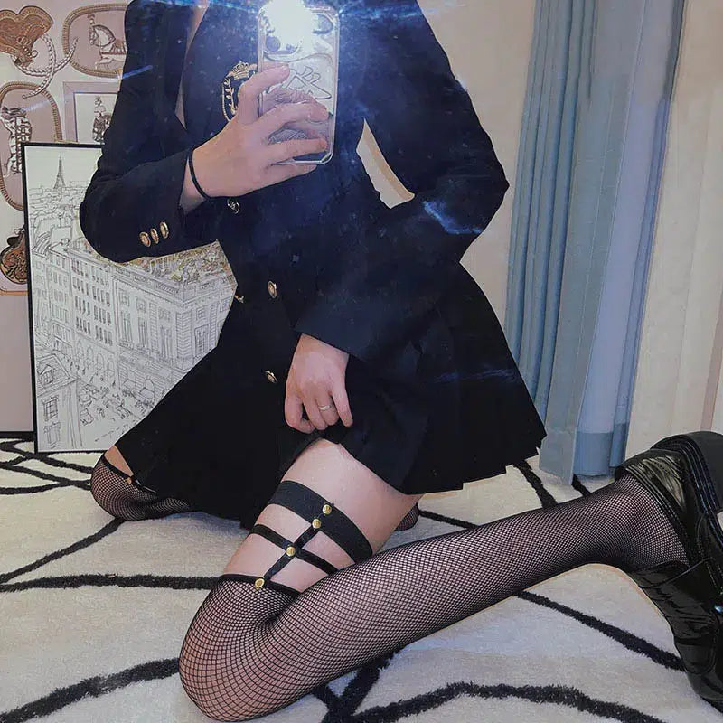 Y2K Grunge Fishnet Thigh High Socks for Aesthetic Coquette Style