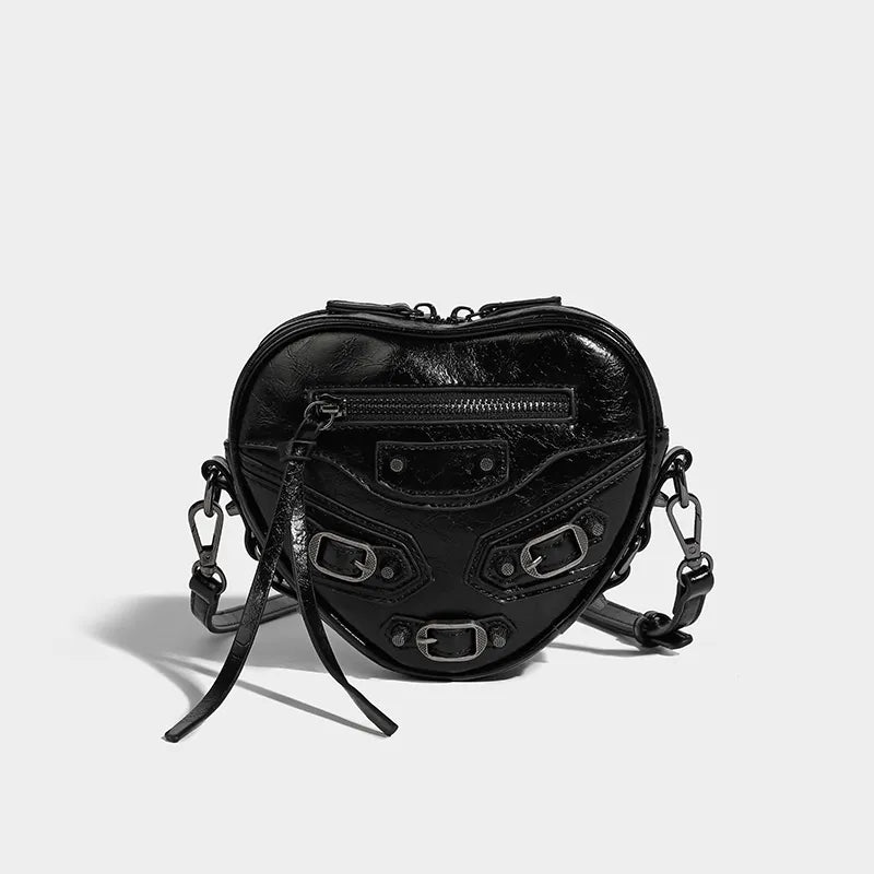 Y2K Grunge Heart-Shaped Belted Bag for Aesthetic Coquette Style