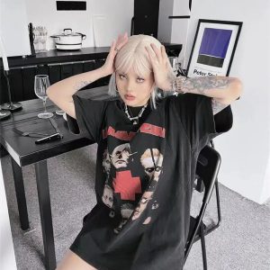 Y2K Grunge Rammstein Tee - Aesthetic Coquette Style for Trendy Looks