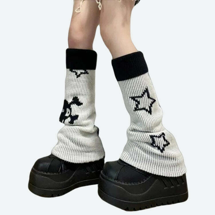 Y2K Grunge Reversible Leg Warmers for Aesthetic Coquette Style