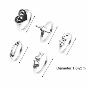 Y2K Grunge Rings Set - Aesthetic Coquette Jewelry for Trendy Styles