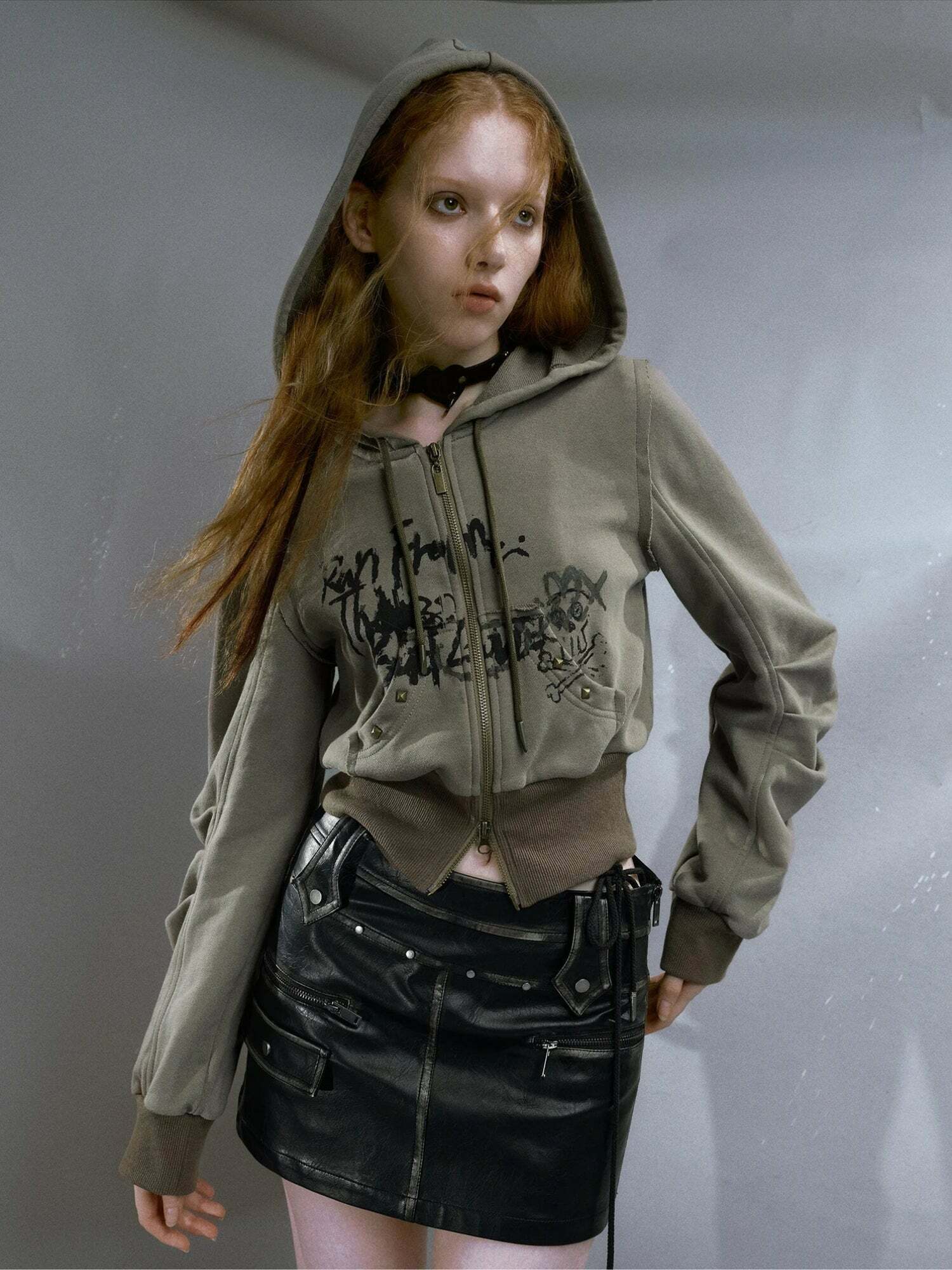 Y2K Grunge Ruched Sleeve Hoodie - Aesthetic Coquette Style Essential