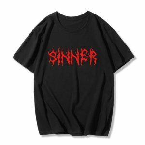 Y2K Grunge Sinner T-Shirt: Aesthetic Coquette Style for Trendy Looks