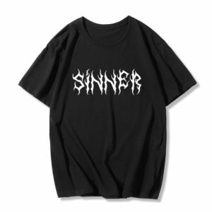 Y2K Grunge Sinner T-Shirt: Aesthetic Coquette Style for Trendy Looks