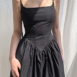 Y2K Grunge Strap Maxi Dress with Aesthetic Coquette Vibes