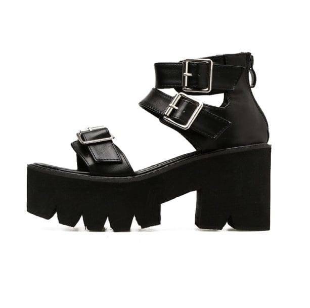 Y2K Grunge Style Sandals with Buckles for Aesthetic Coquette Outfits