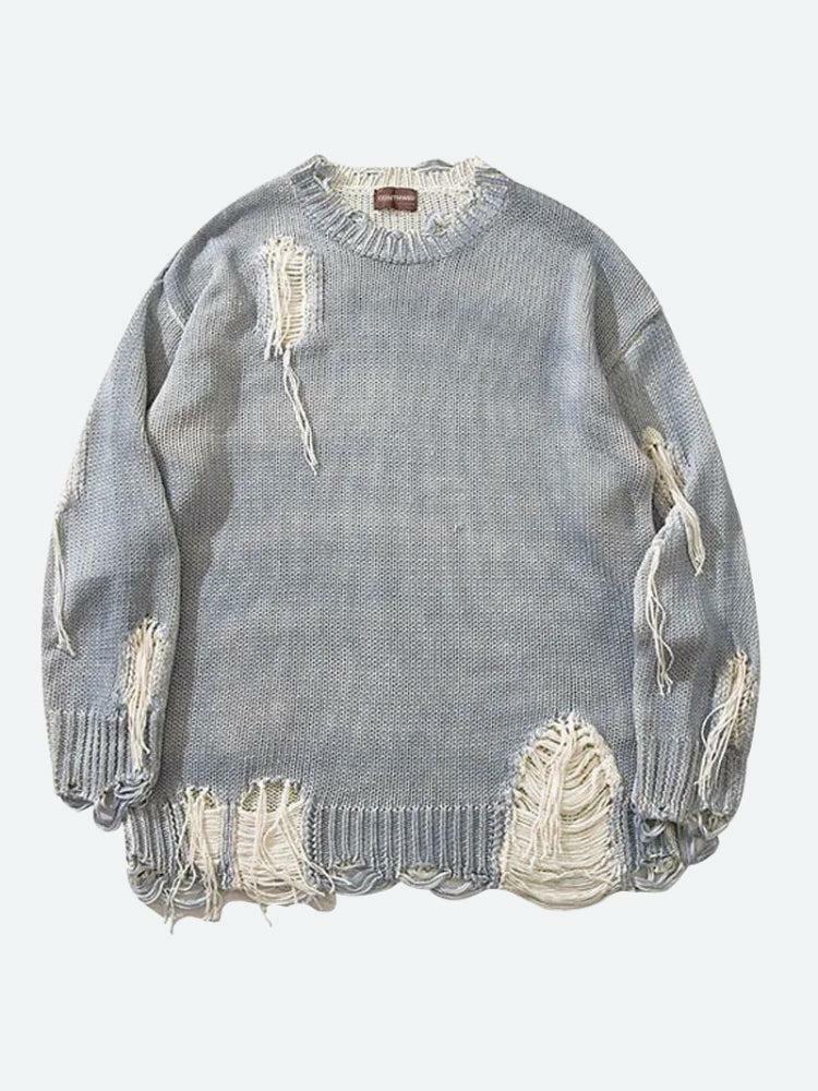 Y2K Grunge Tasseled Distressed Sweater for Aesthetic Coquette Style