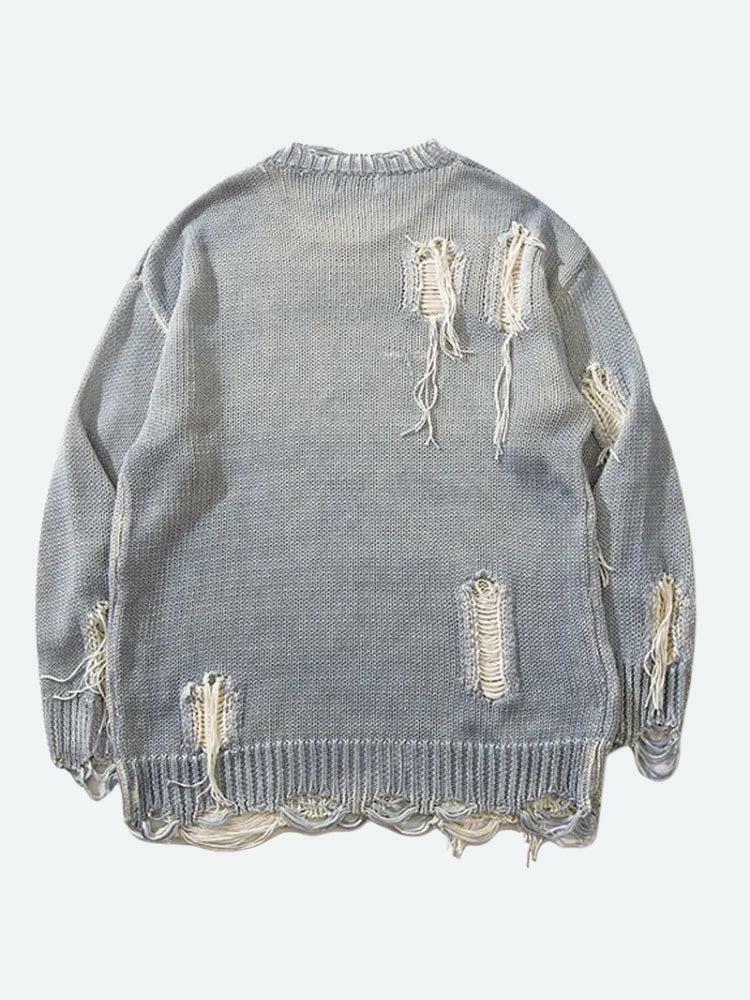 Y2K Grunge Tasseled Distressed Sweater for Aesthetic Coquette Style