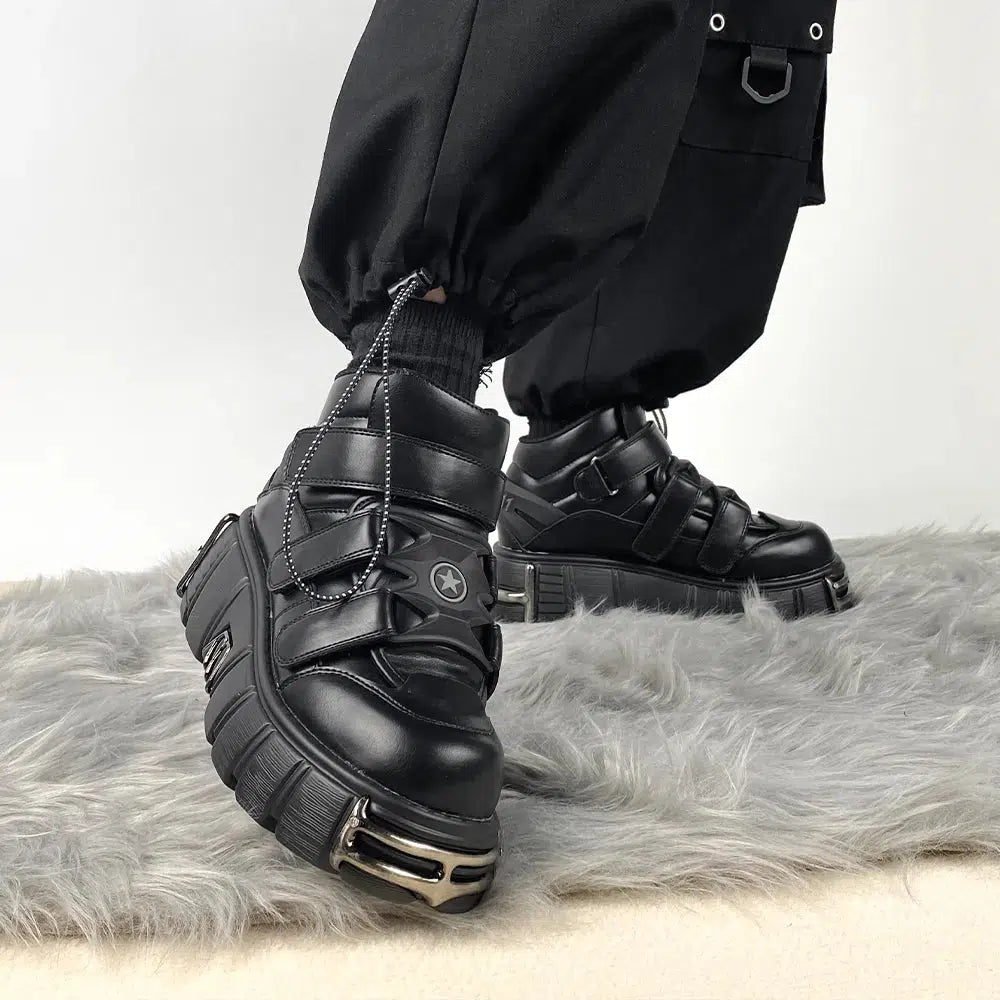 Y2K Grunge Velcro Strap Platform Boots for Aesthetic Coquette Style